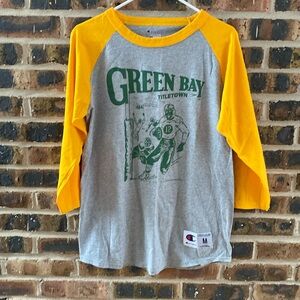 Champion Green Bay Packers title town graphic Ragland 3/4 sleeve shirt, Men’s M